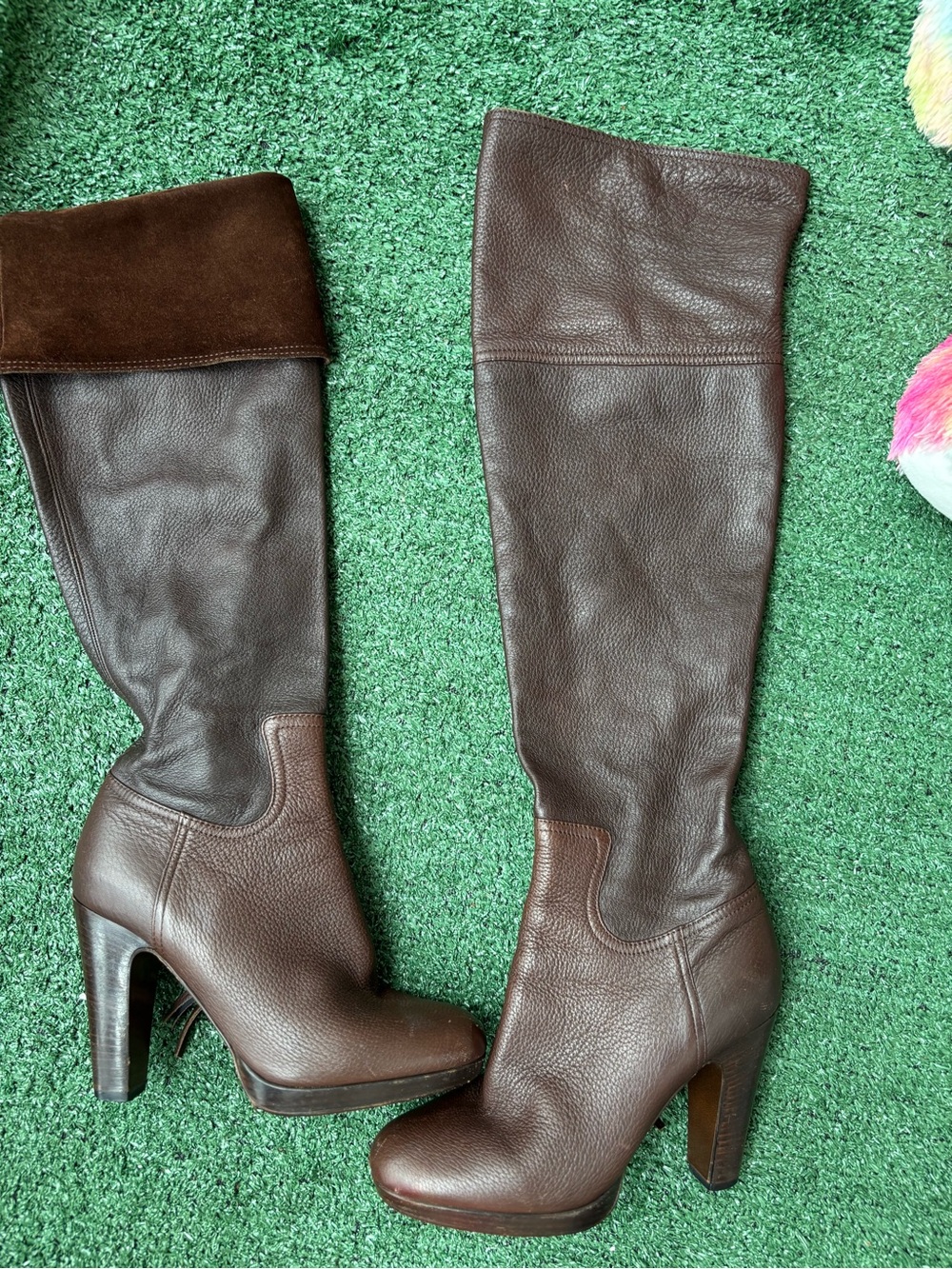 Vintage miu miu Classic Tall Brown Leather Women's Heeled Boots